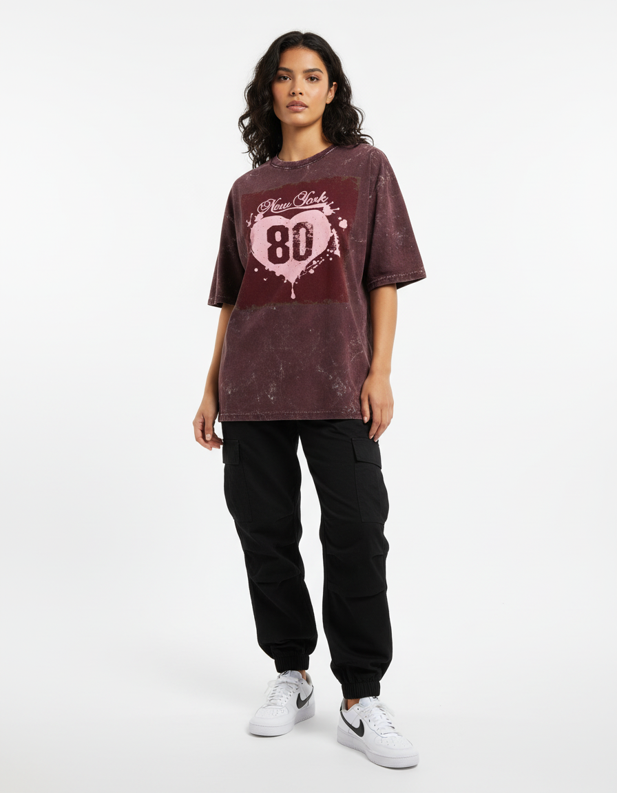 female Acid Washed Oversized Tee - VORTLEX CORE