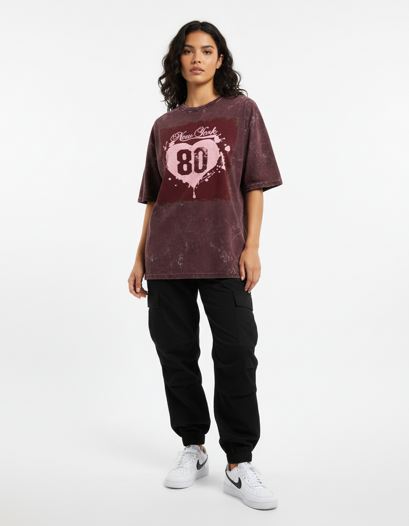 female Acid Washed Oversized Tee - VORTLEX CORE
