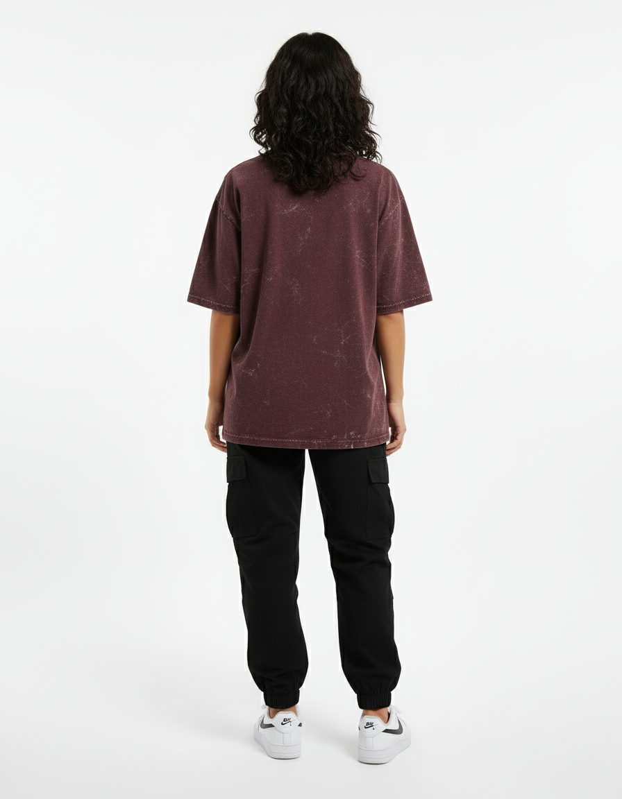 female Acid Washed Oversized Tee - VORTLEX CORE
