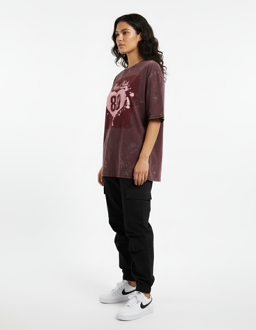 female Acid Washed Oversized Tee - VORTLEX CORE