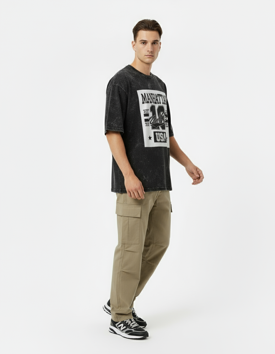 male Acid Washed Oversized Tee - VORTLEX CORE