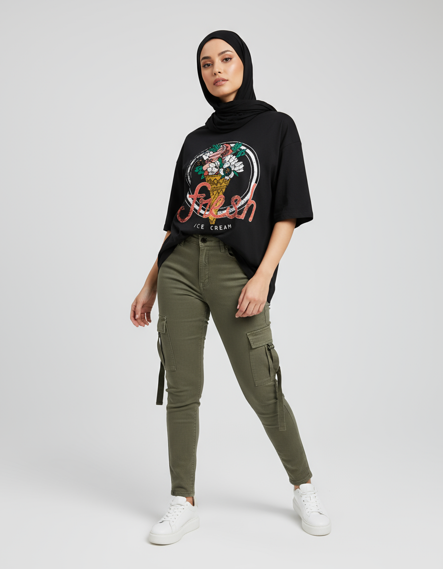 female Oversized Standard T-Shirt - VORTLEX CORE