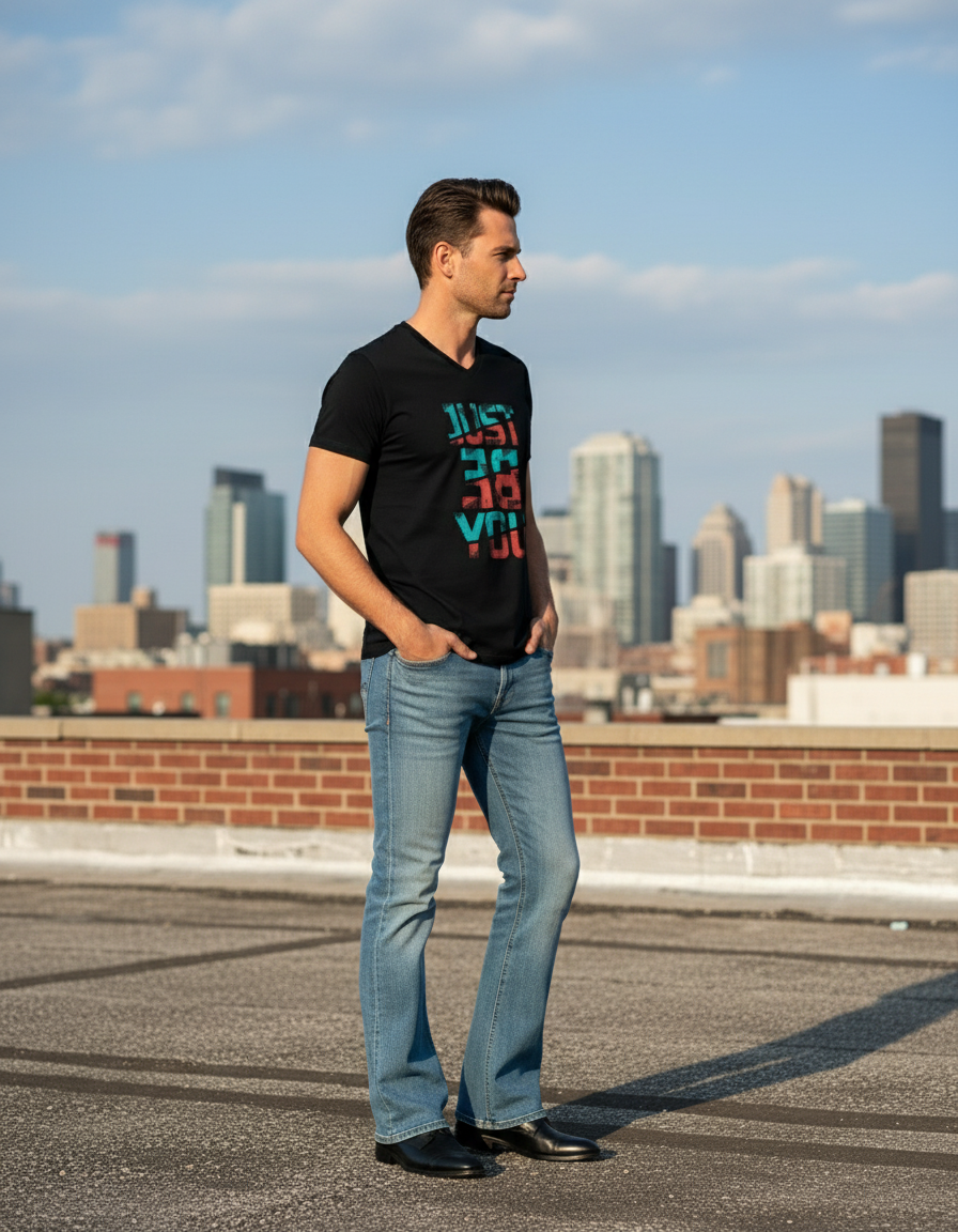 male V Neck T-Shirt - VORTLEX CORE