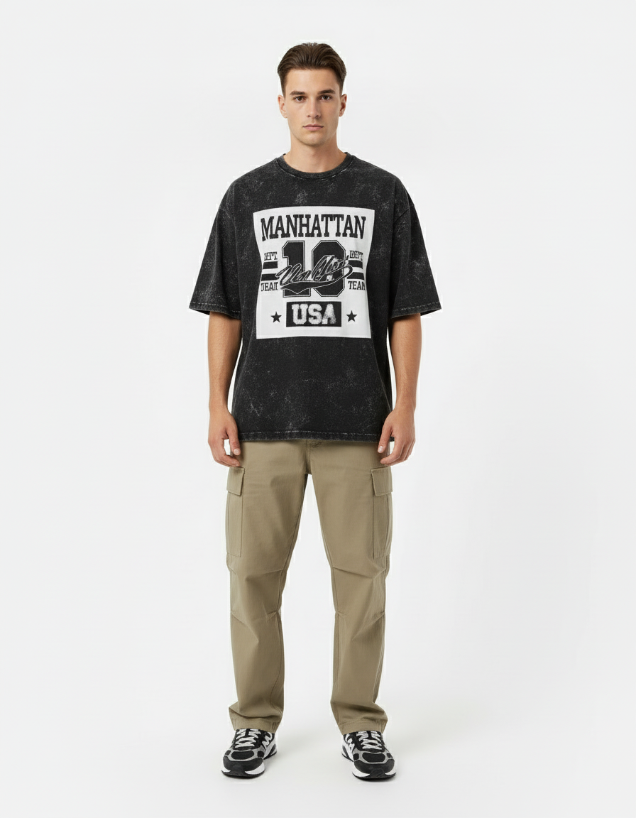 male Acid Washed Oversized Tee - VORTLEX CORE