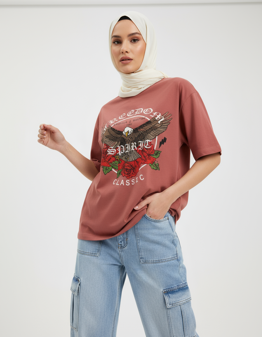 female Oversized Classic T-Shirt - VORTLEX CORE